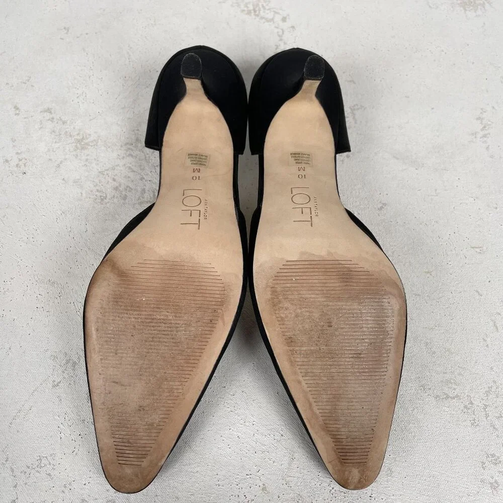 Ann Taylor Loft Pumps Heels Womens 10 M Black‎ Satin Flower